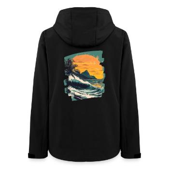 Plage Palmiers Coucher de soleil Été - Veste softshell femme recyclée Stanley/Stella - noir - Dos - AI Model Female 172 light (172cm)
