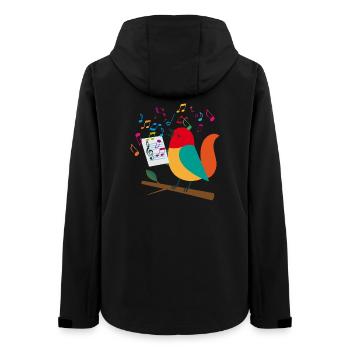 Oiseau chanteur avec des notes colorées – Motif musical - Veste softshell femme recyclée Stanley/Stella - noir - Dos - AI Model Female 172 light (172cm)