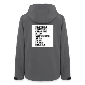 Contre les nazis - Veste softshell femme recyclée Stanley/Stella - charbon - Dos - AI Model Female 172 light (172cm)