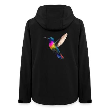 Vibrant Rainbow Hummingbird Design - Women’s Recycled Softshell Jacket by Stanley/Stella - black - Back - AI Model Female 172 light (172cm)