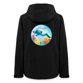 Taucher im bunten Korallenriff - Frauen Recycelte Softshelljacke von Stanley/Stella - Schwarz - Hinten - AI Model Female 172 light (172cm)