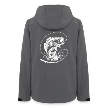 Dynamic Bass Fish Illustration - Women’s Recycled Softshell Jacket by Stanley/Stella - anthracite - Back - AI Model Female 172 light (172cm)