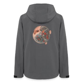 Yakuza Pufferfish – Calme sous pression - Veste softshell femme recyclée Stanley/Stella - charbon - Dos - AI Model Female 172 light (172cm)