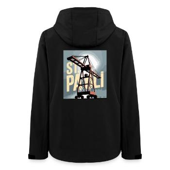 St. Pauli Hamburg Hafen Hafenkran Nostalgie - Frauen Recycelte Softshelljacke von Stanley/Stella - Schwarz - Hinten - AI Model Female 172 light (172cm)