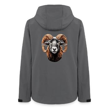Widder Mufflon Aries Wilde Schafe Männliches Schaf - Frauen Recycelte Softshelljacke von Stanley/Stella - Anthrazit - Hinten - AI Model Female 172 light (172cm)