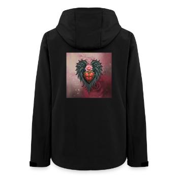 Bouclier en forme de cœur avec ailes et fleur rose - Veste softshell femme recyclée Stanley/Stella - noir - Dos - AI Model Female 172 light (172cm)
