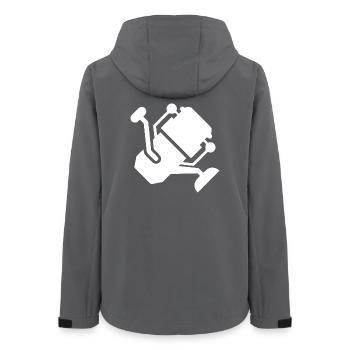 White Fishing Reel Silhouette - Women’s Recycled Softshell Jacket by Stanley/Stella - anthracite - Back - AI Model Female 172 light (172cm)