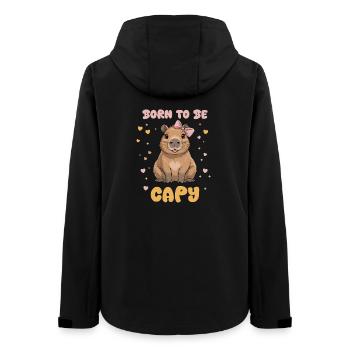 Born to Be Capy Illustration - Women’s Recycled Softshell Jacket by Stanley/Stella - black - Back - AI Model Female 172 light (172cm)