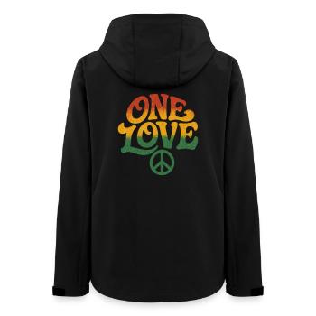 Frieden und Liebe Rasta-Design - Frauen Recycelte Softshelljacke von Stanley/Stella - Schwarz - Hinten - AI Model Female 172 light (172cm)