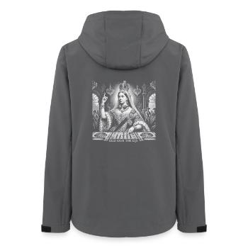God Save the DJs Vintage-Design beim Mischen von Musik - Frauen Recycelte Softshelljacke von Stanley/Stella - Anthrazit - Hinten - AI Model Female 172 light (172cm)