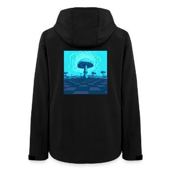 Scène Futuriste De Champignons Psychédéliques Bleus - Veste softshell femme recyclée Stanley/Stella - noir - Dos - AI Model Female 172 light (172cm)