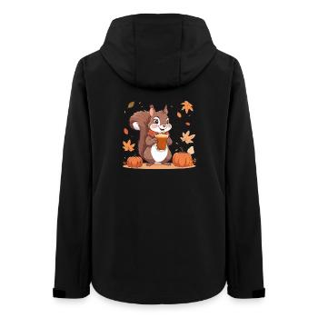 Süßes Eichhörnchen mit Pumpkin spice Latte Herbst  - Frauen Recycelte Softshelljacke von Stanley/Stella - Schwarz - Hinten - AI Model Female 172 light (172cm)