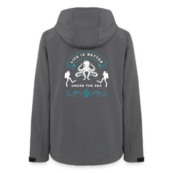 La vie sous-marine avec poulpe et plongeur - Veste softshell femme recyclée Stanley/Stella - charbon - Dos - AI Model Female 172 light (172cm)
