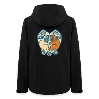 Verspieltes Mops-Paar-Herz-Design - Frauen Recycelte Softshelljacke von Stanley/Stella - Schwarz - Hinten - AI Model Female 172 light (172cm)