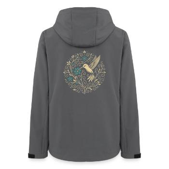 Ornament Hummingbird with Floral Patterns - Women’s Recycled Softshell Jacket by Stanley/Stella - anthracite - Back - AI Model Female 172 light (172cm)