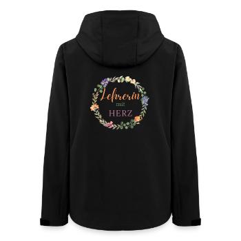 Lehrerin mit Herz -Blumen-Kranz-personalisiert - Frauen Recycelte Softshelljacke von Stanley/Stella - Schwarz - Hinten - AI Model Female 172 light (172cm)
