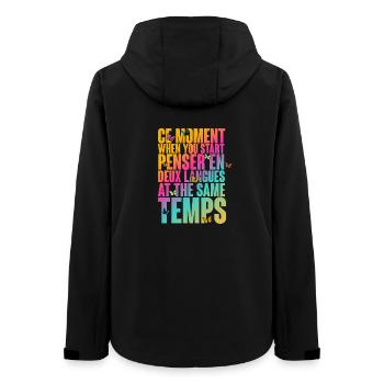 Bunte Motivbotschaft mit Schmetterlingen - Frauen Recycelte Softshelljacke von Stanley/Stella - Schwarz - Hinten - AI Model Female 172 light (172cm)
