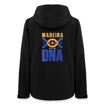 Madeira DNA motif design - Women’s Recycled Softshell Jacket by Stanley/Stella - black - Back - AI Model Female 172 light (172cm)