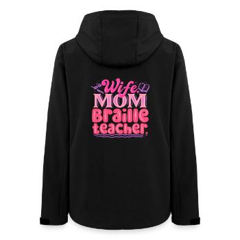 Braille Teacher Braille Dotum - Women’s Recycled Softshell Jacket by Stanley/Stella - black - Back - AI Model Female 172 light (172cm)
