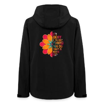 Its Okay If The Only Thing Is Breath - Women’s Recycled Softshell Jacket by Stanley/Stella - black - Back - AI Model Female 172 light (172cm)