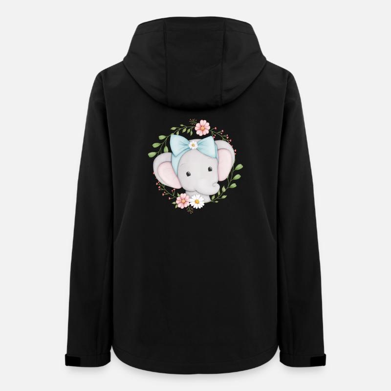 kleiner niedlicher Elefant im Blumenkranz - Frauen Recycelte Softshelljacke von Stanley/Stella - Schwarz