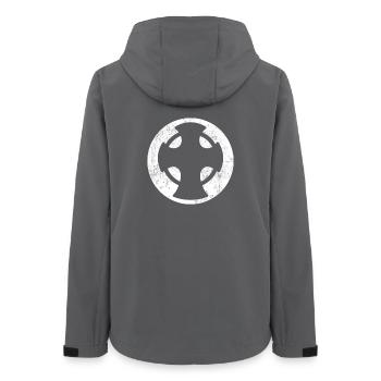 Novgorod cross white circle illustration - Women’s Recycled Softshell Jacket by Stanley/Stella - anthracite - Back - AI Model Female 172 light (172cm)
