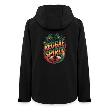  Reggae Spirit Tropische Palmen Djembe Trommeln - Frauen Recycelte Softshelljacke von Stanley/Stella - Schwarz - Hinten - AI Model Female 172 light (172cm)