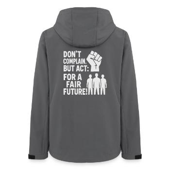 Acting for a fair future - Women’s Recycled Softshell Jacket by Stanley/Stella - anthracite - Back - AI Model Female 172 light (172cm)