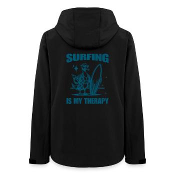 Surfen ist meine Therapie Lustiges Gänse-Surfer-Tier - Frauen Recycelte Softshelljacke von Stanley/Stella - Schwarz - Hinten - AI Model Female 172 light (172cm)