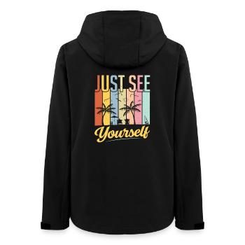 Inspirierende Selbstliebe Sonnenuntergang - Frauen Recycelte Softshelljacke von Stanley/Stella - Schwarz - Hinten - AI Model Female 172 light (172cm)