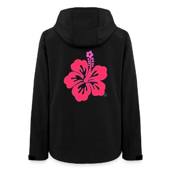 Bright Pink Tropical Hibiscus Flower - Women’s Recycled Softshell Jacket by Stanley/Stella - black - Back - AI Model Female 172 light (172cm)