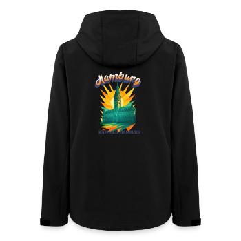 T-shirt de l'hôtel de ville de Hambourg – Design architectural rétro - Veste softshell femme recyclée Stanley/Stella - noir - Dos - AI Model Female 172 light (172cm)