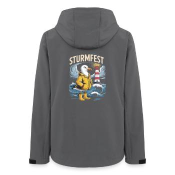  Sturmfest Möwe Am Leuchtturm Maritim Nordsee - Frauen Recycelte Softshelljacke von Stanley/Stella - Anthrazit - Hinten - AI Model Female 172 light (172cm)