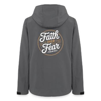 Faith Over Fear Psalm 56 3 Christliche Ermutigung - Frauen Recycelte Softshelljacke von Stanley/Stella - Anthrazit - Hinten - AI Model Female 172 light (172cm)
