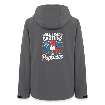 Trade Brother for Popsicles Independence Day 4th - Women’s Recycled Softshell Jacket by Stanley/Stella - anthracite - Back - AI Model Female 172 light (172cm)