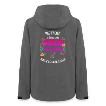 Sœur Géniale Humour Fleurs Et Cœur - Veste softshell femme recyclée Stanley/Stella - charbon - Dos - AI Model Female 172 light (172cm)
