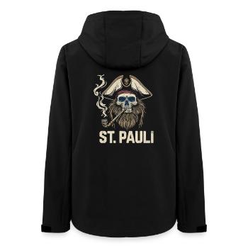 St.Pauli Kiez Hamburg Totenkopf Sankt Pauli - Women’s Recycled Softshell Jacket by Stanley/Stella - black - Back - AI Model Female 172 light (172cm)