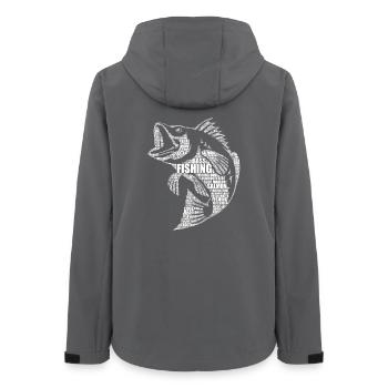 Fishing Word Art Gift Design - Women’s Recycled Softshell Jacket by Stanley/Stella - anthracite - Back - AI Model Female 172 light (172cm)