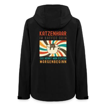 Poils de chat dans le café – Départ matinal humoristique - Veste softshell femme recyclée Stanley/Stella - noir - Dos - AI Model Female 172 light (172cm)