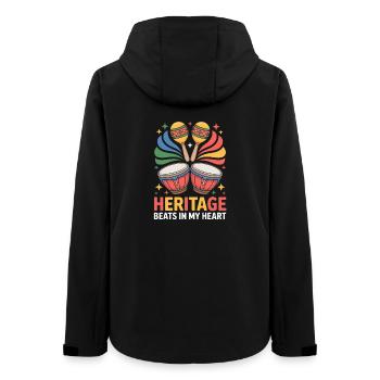 Heritage Beats In My Heart Bongo Maracas Rhythm - Women’s Recycled Softshell Jacket by Stanley/Stella - black - Back - AI Model Female 172 light (172cm)