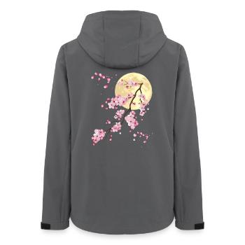 Pleine lune avec fleur de cerisier - Veste softshell femme recyclée Stanley/Stella - charbon - Dos - AI Model Female 172 light (172cm)
