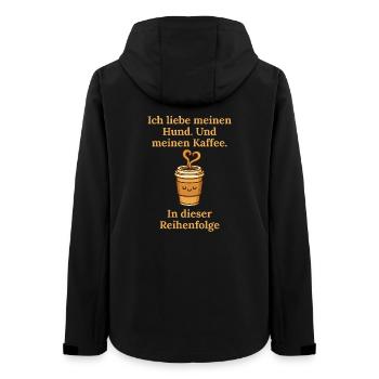Hund Liebe Reihenfolge Kaffee Design Becher  - Frauen Recycelte Softshelljacke von Stanley/Stella - Schwarz - Hinten - AI Model Female 172 light (172cm)