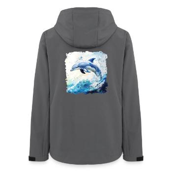Watercolor Dolphin Leap - Women’s Recycled Softshell Jacket by Stanley/Stella - anthracite - Back - AI Model Female 172 light (172cm)