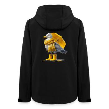 Seemöwe mit Gelbem Regenschirm und Boots - Frauen Recycelte Softshelljacke von Stanley/Stella - Schwarz - Hinten - AI Model Female 172 light (172cm)