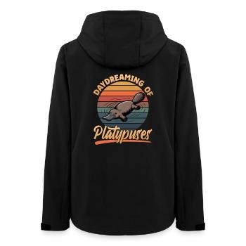 Funny aesthetic Kawaii Platypus - Women’s Recycled Softshell Jacket by Stanley/Stella - black - Back - AI Model Female 172 light (172cm)
