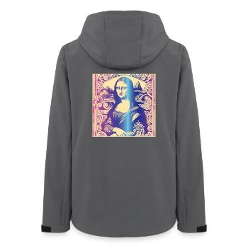 Portrait de femme mona lisa arc-en-ciel moderne paris - Veste softshell femme recyclée Stanley/Stella - charbon - Dos - AI Model Female 172 light (172cm)