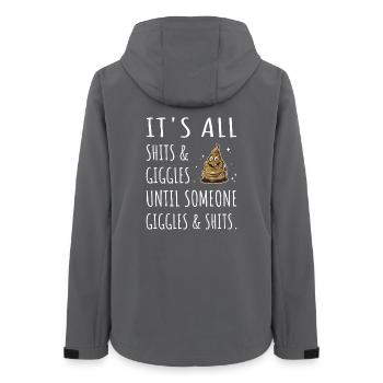 It's all Shits and Giggles until... - Frauen Recycelte Softshelljacke von Stanley/Stella - Anthrazit - Hinten - AI Model Female 172 light (172cm)