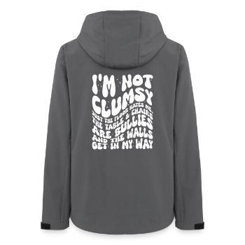 Im Not Clumsy Handwritten Quote - Women’s Recycled Softshell Jacket by Stanley/Stella - anthracite - Back - AI Model Female 172 light (172cm)