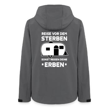 Reise vor dem Sterben sonst reisen deine Erben - Frauen Recycelte Softshelljacke von Stanley/Stella - Anthrazit - Hinten - AI Model Female 172 light (172cm)