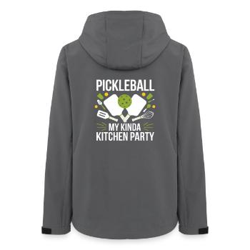 Pickleball My Kinda Kitchen Party - Women’s Recycled Softshell Jacket by Stanley/Stella - anthracite - Back - AI Model Female 172 light (172cm)